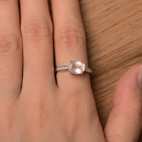 2.00 Ct Oval Cut Rose Quartz 925 Sterling Silver Solitaire W/Accents Engagement Ring