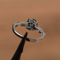 1.30 Ct Round Cut London Blue Topaz 925 Sterling Silver Solitaire W/Accents Promise Ring