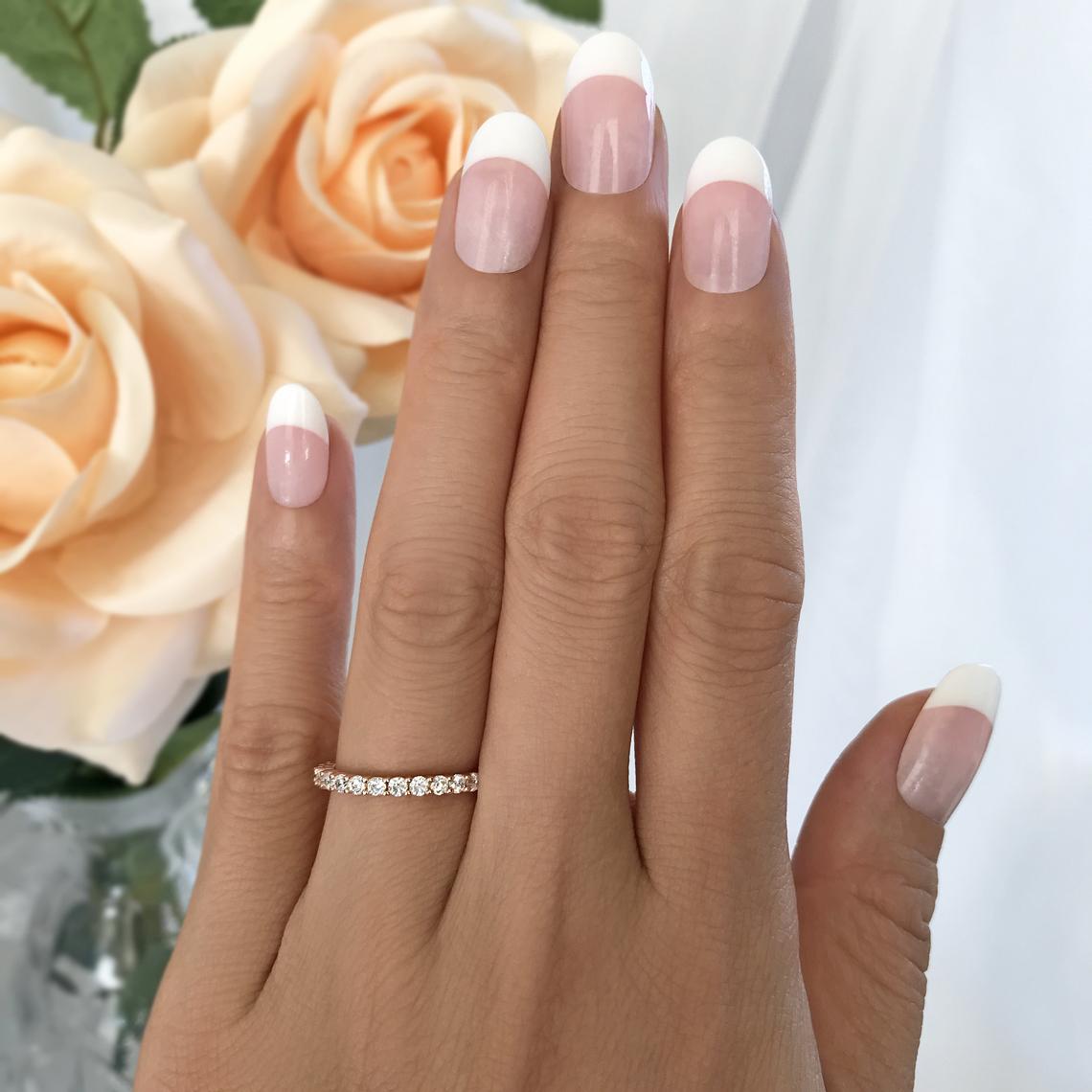 1 CT Round Cut Diamond Rose Gold Over On 925 Sterling Silver Full Eternity Band Ring
