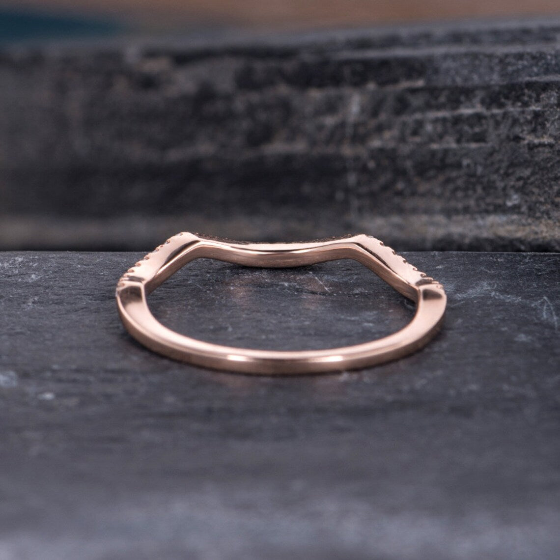 0.75 Ct Round Cut Diamond Rose Gold Over On 925 Sterling Silver Wave Curved Half Eternity Band Ring