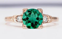 2 CT Round Cut Green Emerald Diamond 925 Sterling Silver Engagement Ring