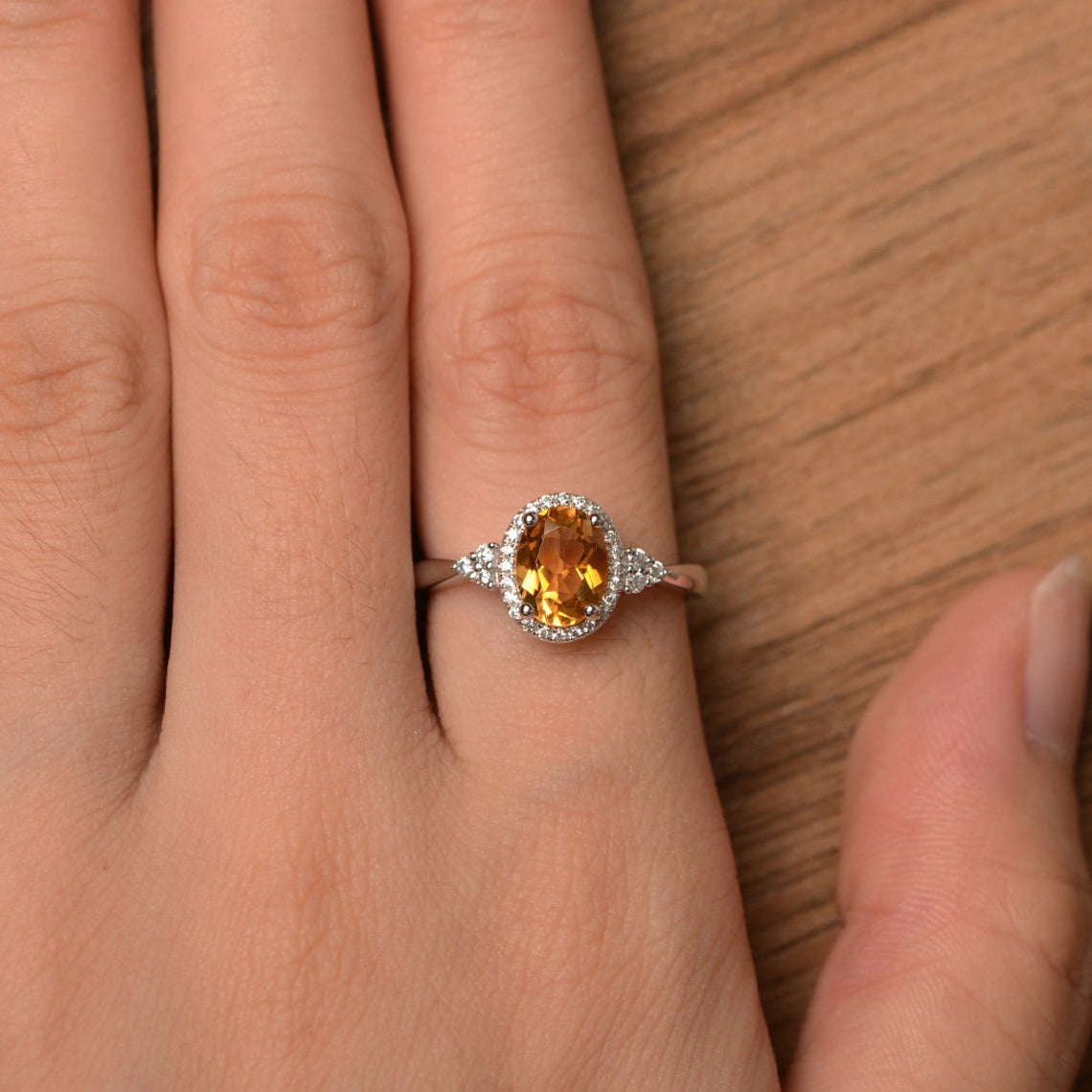 1 CT 925 Sterling Silver Oval Cut Diamond Promise Engagement Ring