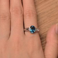 1.20 Ct Oval Cut London Blue Topaz 925 Sterling Silver Bezel Set Anniversary Gift Ring