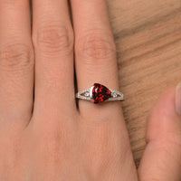 1.50 Ct Trillion Cut Red Garnet 925 Sterling Silver Solitaire W/Accents Ring