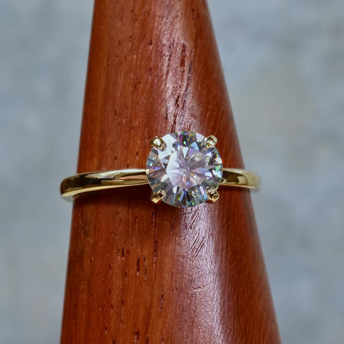 1.00 CT 925 Sterling Silver Round Cut While Diamond Engagement Solitaire Ring