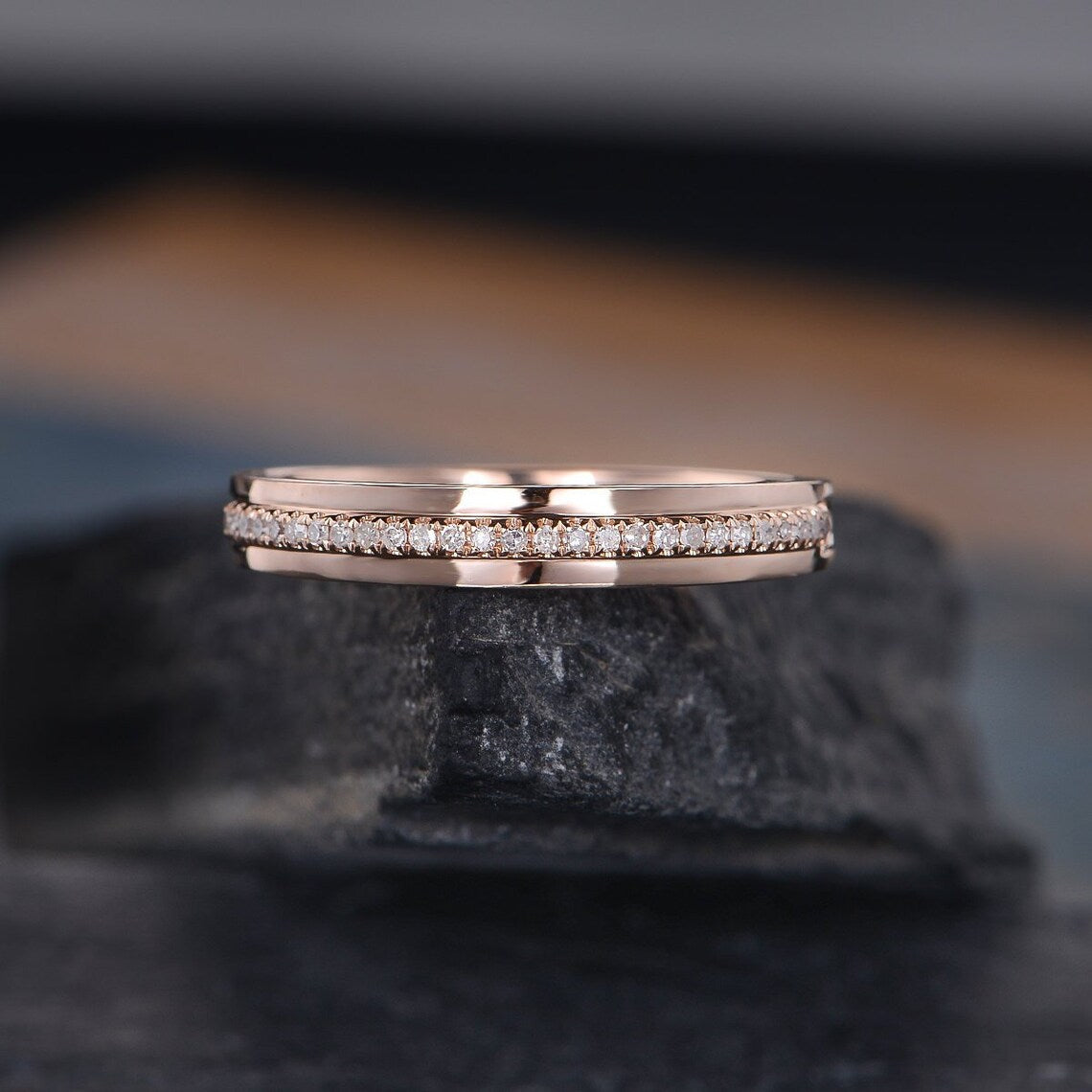 1.20 Ct Round Cut Diamond Rose Gold Over On 925 Sterling Silver Half Eternity Unisex Band Ring