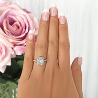 1 CT Emerald Cut CZ Diamond 925 Sterling Silver Halo Engagement Ring