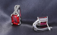 4.20 Ct Emerald Cut 925 Sterling Silver Red Garnet Infinity Latch Back Women's Earrings