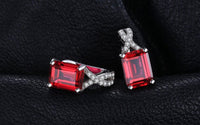 4.20 Ct Emerald Cut 925 Sterling Silver Red Garnet Infinity Latch Back Women's Earrings