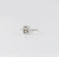 1 CT Emerald Cut Diamond 925 Sterling Silver Women's Halo Engagement Ring