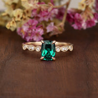 1.75 Ct Cushion Cut Green Emerald 925 Sterling Silver Solitaire W/Accents Engagement Ring