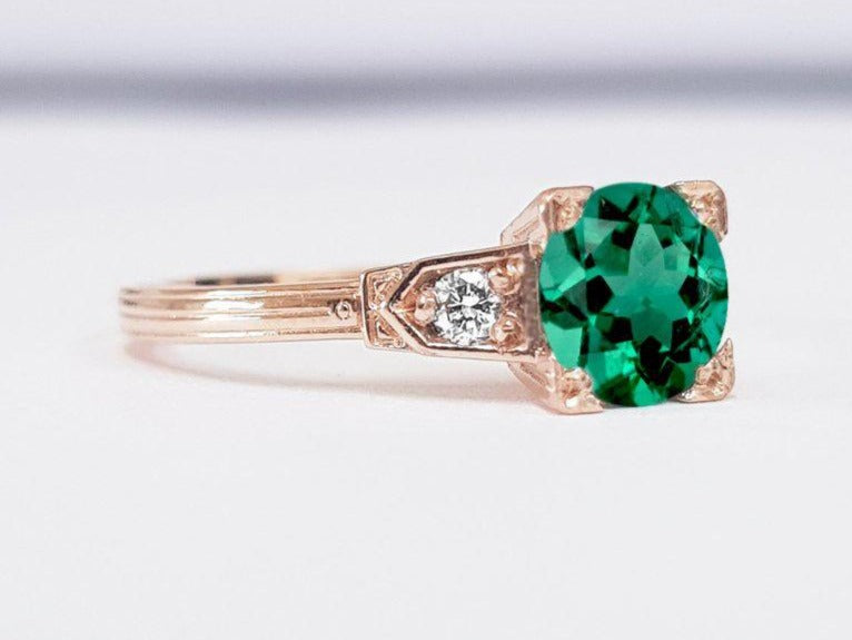 2 CT Round Cut Green Emerald Diamond 925 Sterling Silver Engagement Ring