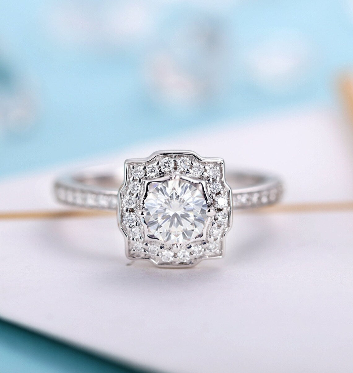 1 CT Round Cut White Gold Over On 925 Sterling Silver Vintage Halo Anniversary Gift For Her