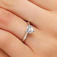 2 CT 925 Sterling Silver Heart Cut Diamond Wedding Solitaire Anniversary Ring