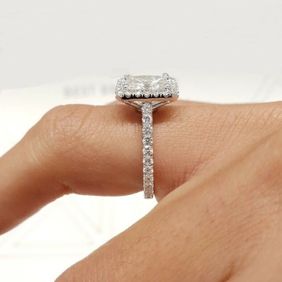 2.70 CT Princess Cut Diamond 925 Sterling Silver Halo Engagement Ring