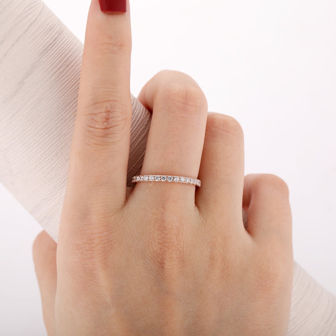 1 CT Round Cut Diamond 925 Sterling Silver Full Eternity Wedding Band Ring