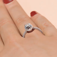 1 CT Oval Cut Diamond White Gold Over On 925 Sterling Silver Halo Anniversary Ring