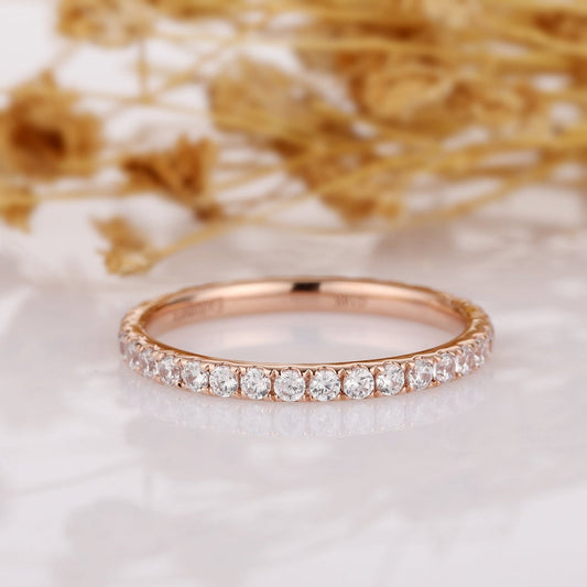 1 CT Round Cut Diamond 925 Sterling Silver Full Eternity Wedding Band Ring
