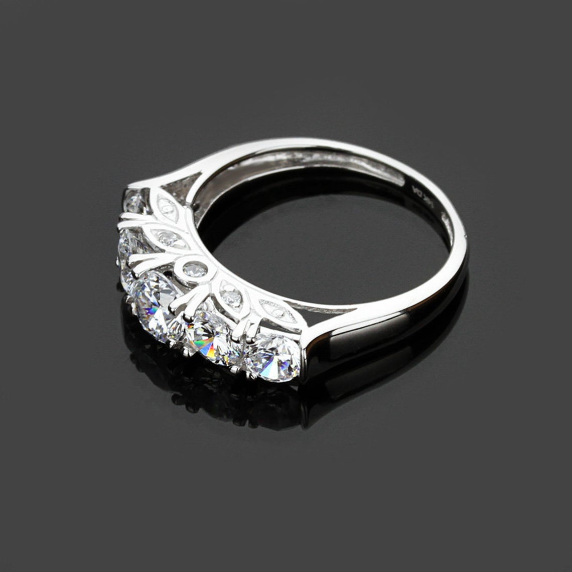 1.75 CT Round Cut CZ Diamond 925 Sterling Silver Five Stone Anniversary Ring