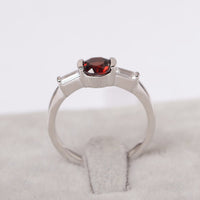 1.75 Ct Round Cut Red Garnet 925 Sterling Silver Solitaire W/Accents Promise Ring