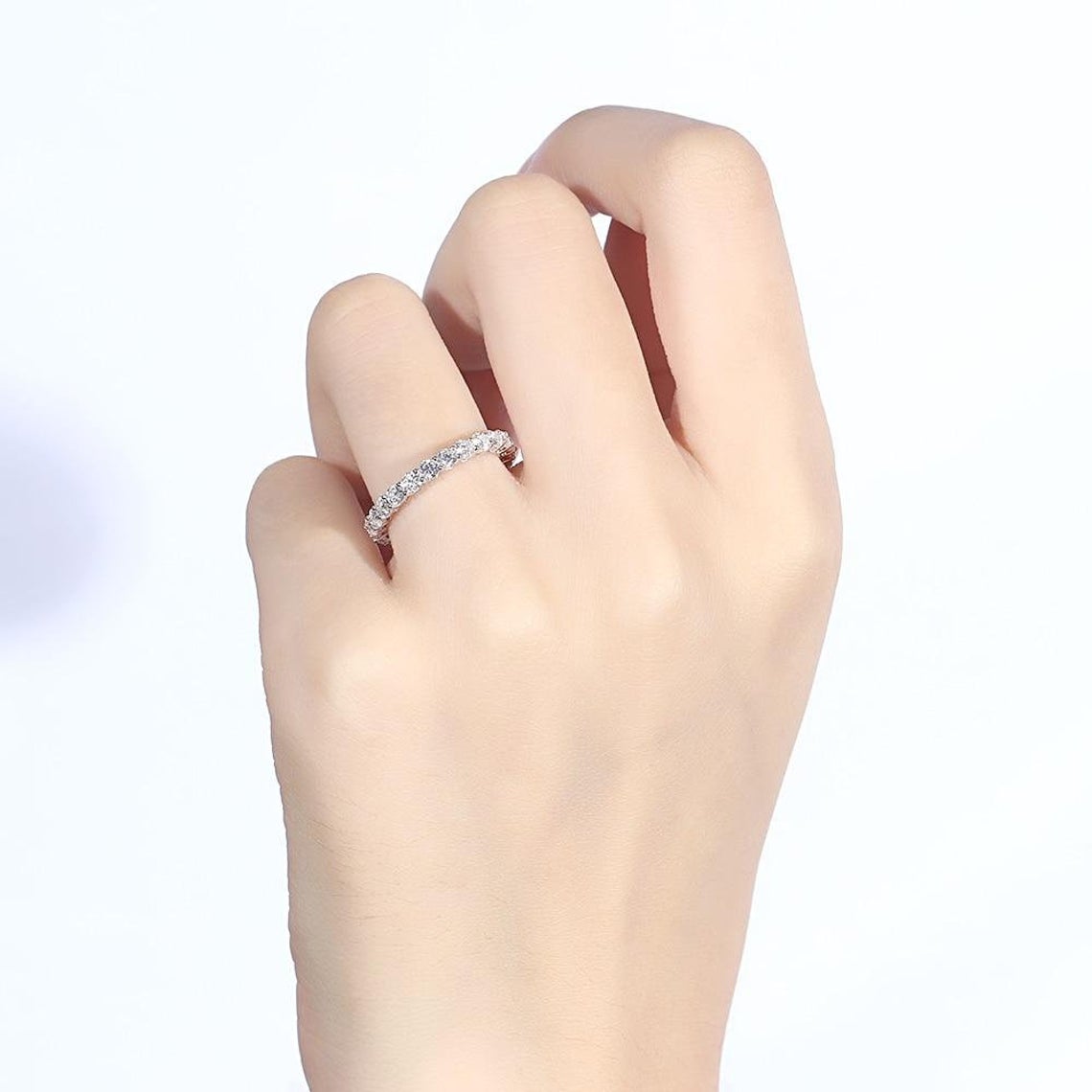 1.20 CT Round Cut 925 Sterling Silver Full Eternity Wedding Band Ring