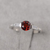 1.75 Ct Round Cut Red Garnet 925 Sterling Silver Solitaire W/Accents Promise Ring