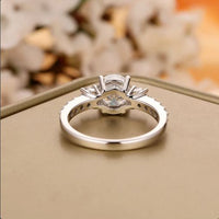 2.25 Ct Round Cut 925 Sterling Silver Solitaire W/Accents Engagement Ring