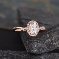 1 CT Oval Cut Diamond Rose Gold Over On 925 Sterling Silver Halo Twist Infinity Women Anniversary Ring