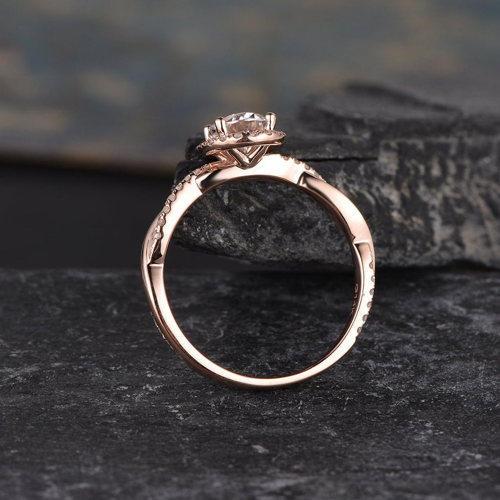 1 CT Oval Cut Diamond Rose Gold Over On 925 Sterling Silver Halo Twist Infinity Women Anniversary Ring