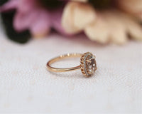 1 CT Oval Cut Morganite Diamond Yellow Gold Over On 925 Sterling Silver Halo Engagement Ring