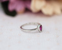 1.00 Ct Pear Cut Ruby 925 Sterling Silver Bezel Set Solitaire July Birthstone Ring