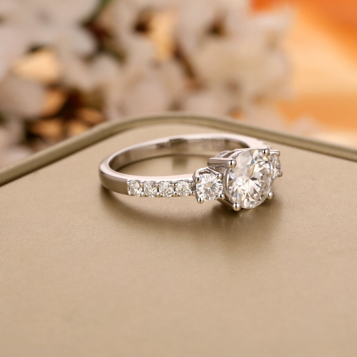 2.25 Ct Round Cut 925 Sterling Silver Solitaire W/Accents Engagement Ring