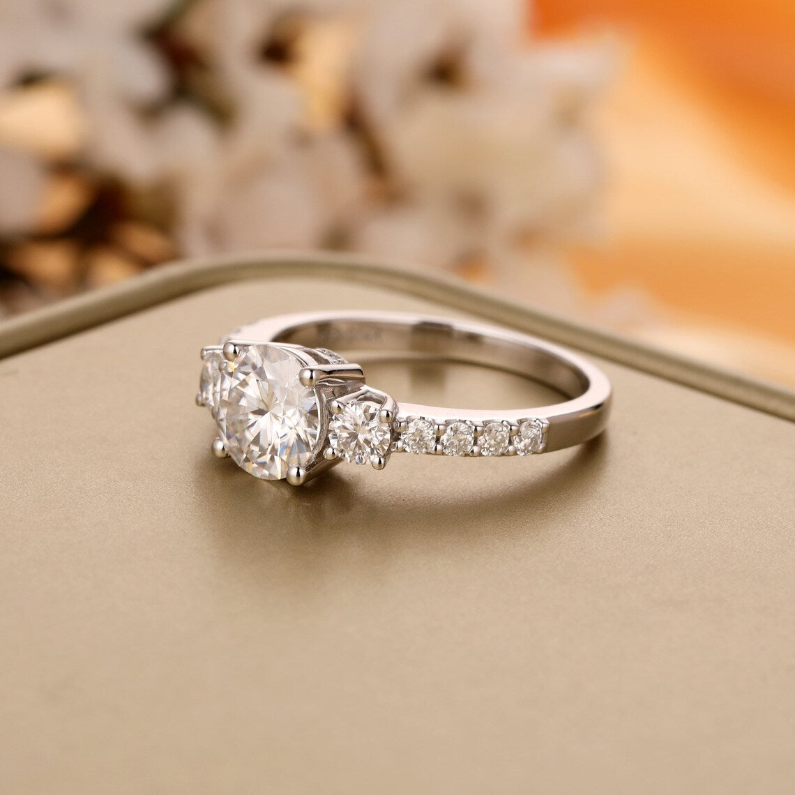 2.25 Ct Round Cut 925 Sterling Silver Solitaire W/Accents Engagement Ring