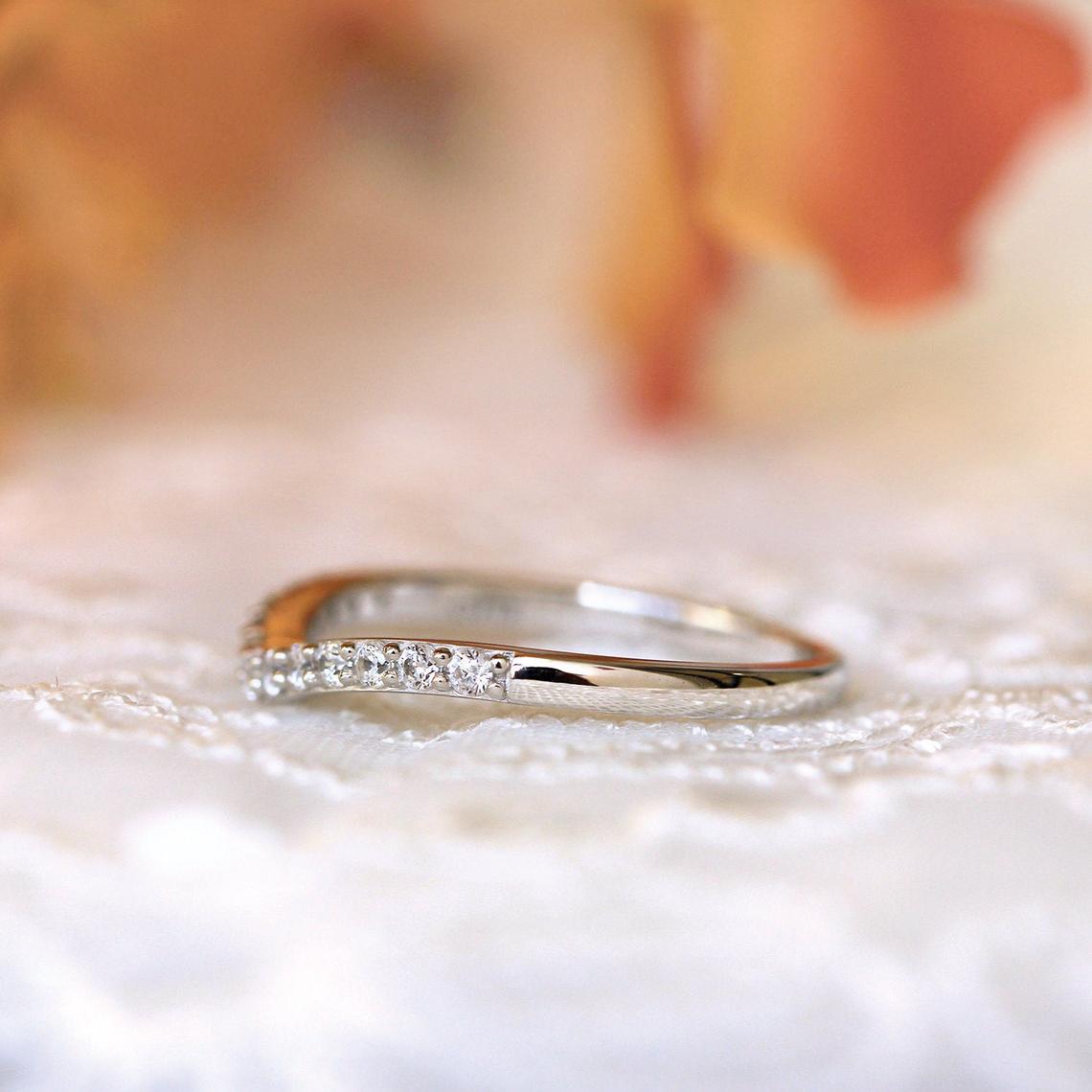 0.25 Brilliant Cut Diamond 925 Sterling Silver Curve Wedding Half Eternity Band Ring