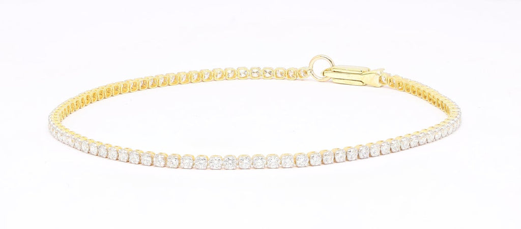 1 CT Round Cut Diamond Yellow Gold Over On 925 Sterling Silver Tennis 7" Bracelet For Women