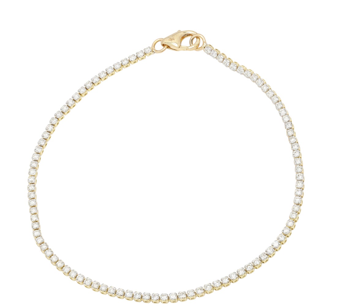 1 CT Round Cut Diamond Yellow Gold Over On 925 Sterling Silver Tennis 7" Bracelet For Women