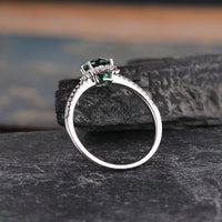 1.75 Ct Round Cut Green Emerald & White CZ 925 Sterling Silver Halo Anniversary Gift Ring