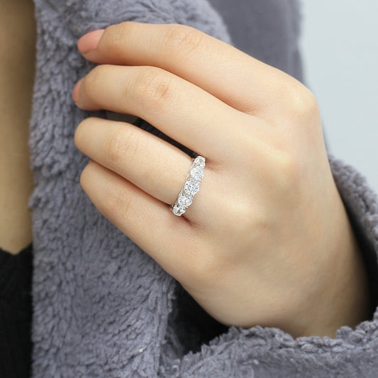1.75 CT Round Cut CZ Diamond 925 Sterling Silver Five Stone Anniversary Ring