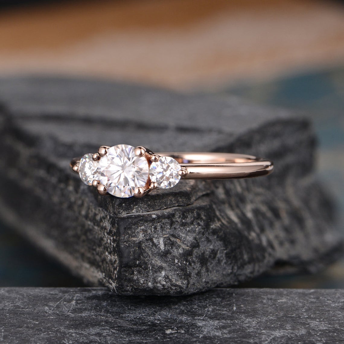1 CT Round Cut Diamond 925 Sterling Silver Three Stone Bridal Set Wedding Ring