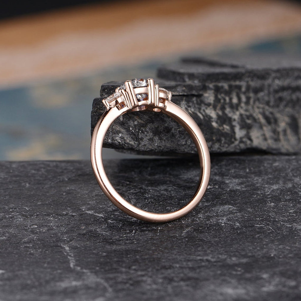 1 CT Round Cut Diamond 925 Sterling Silver Three Stone Bridal Set Wedding Ring