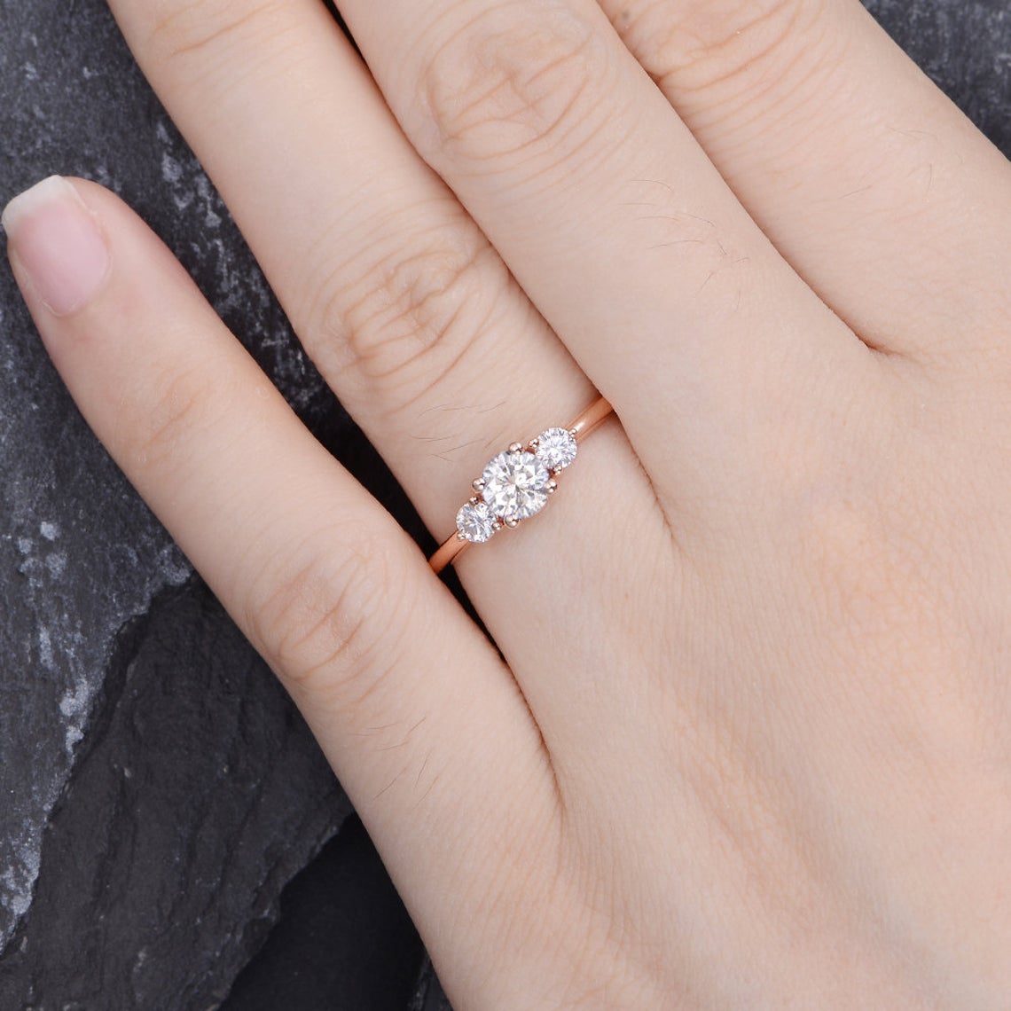 1 CT Round Cut Diamond 925 Sterling Silver Three Stone Bridal Set Wedding Ring