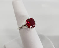 1 CT Cushion Cut Red Ruby White Gold Over On 925 Sterling Silver Solitaire Wedding Ring