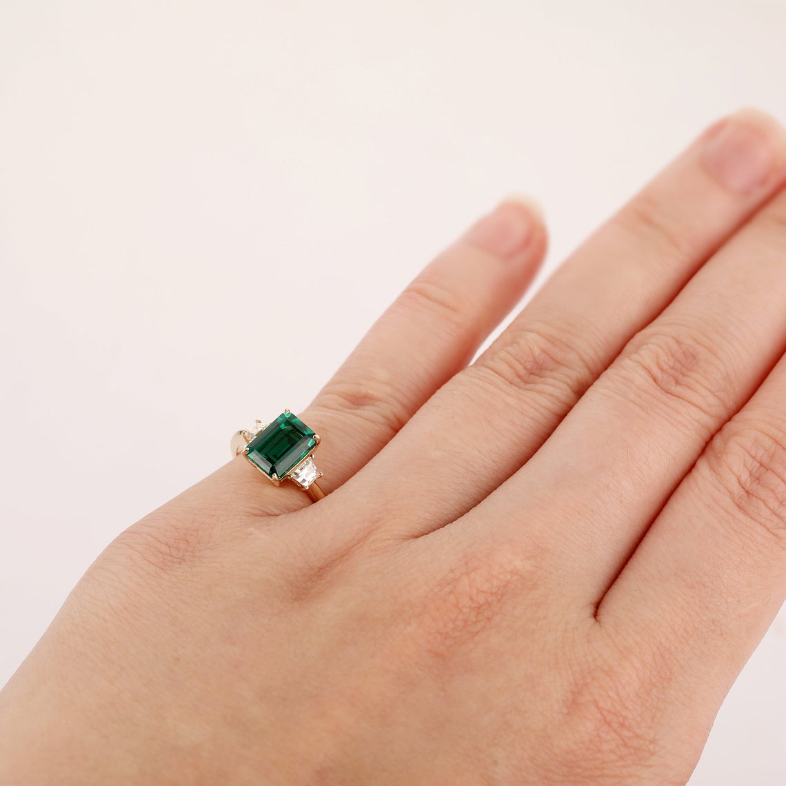 1 CT Sterling Silver Emerald Cut Diamond Women Engagement Promise Ring