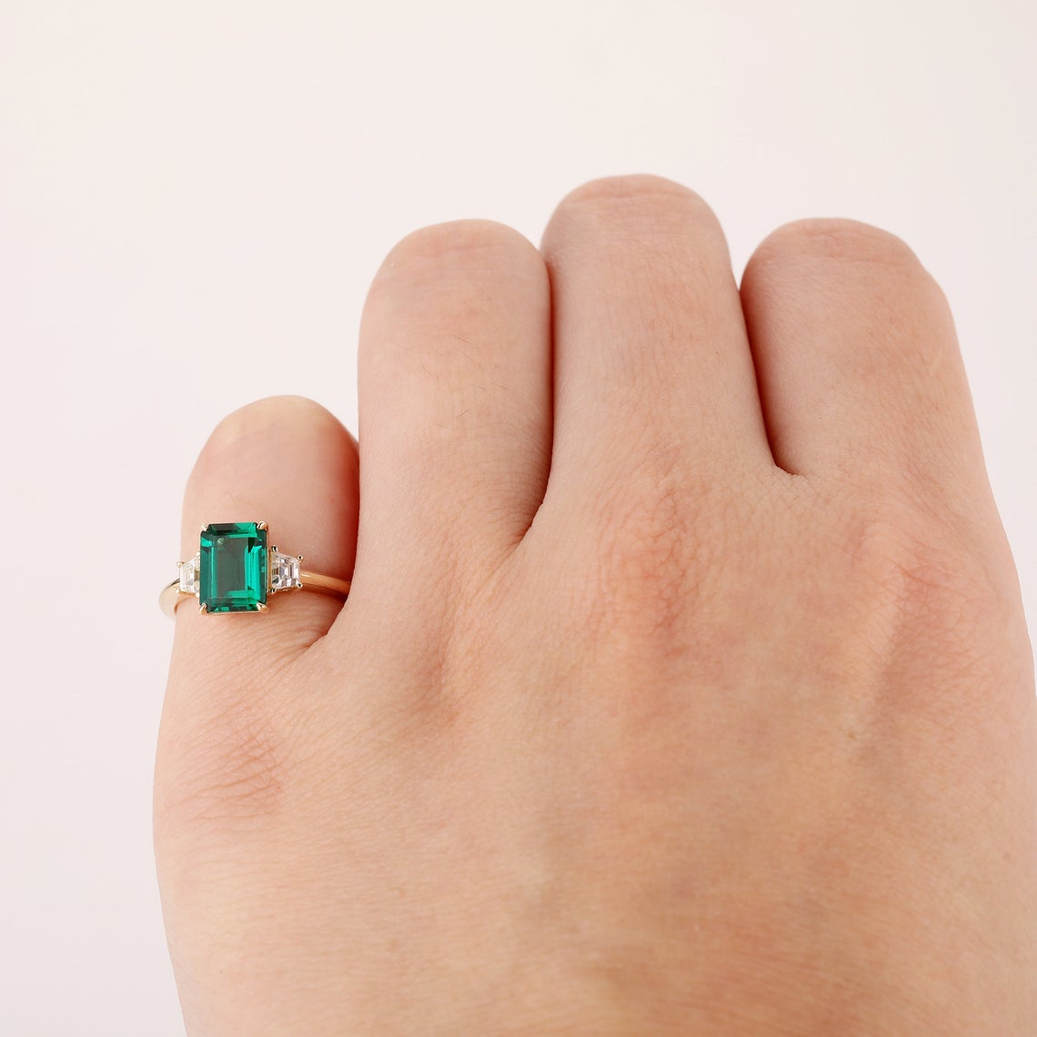 1 CT Sterling Silver Emerald Cut Diamond Women Engagement Promise Ring