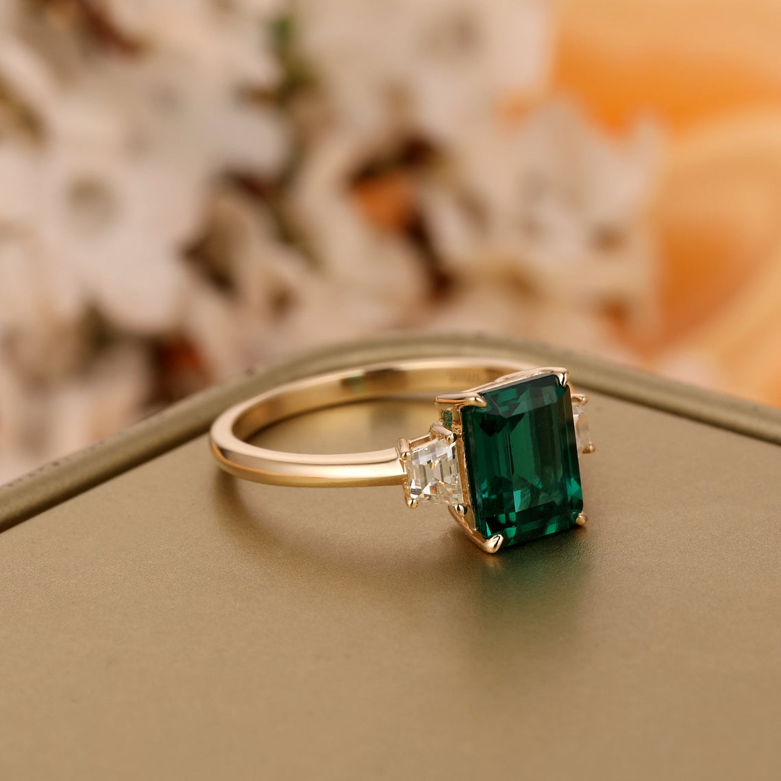 1 CT Sterling Silver Emerald Cut Diamond Women Engagement Promise Ring