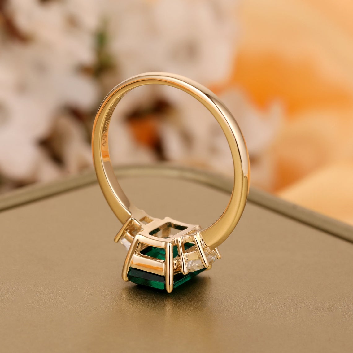 1 CT Sterling Silver Emerald Cut Diamond Women Engagement Promise Ring