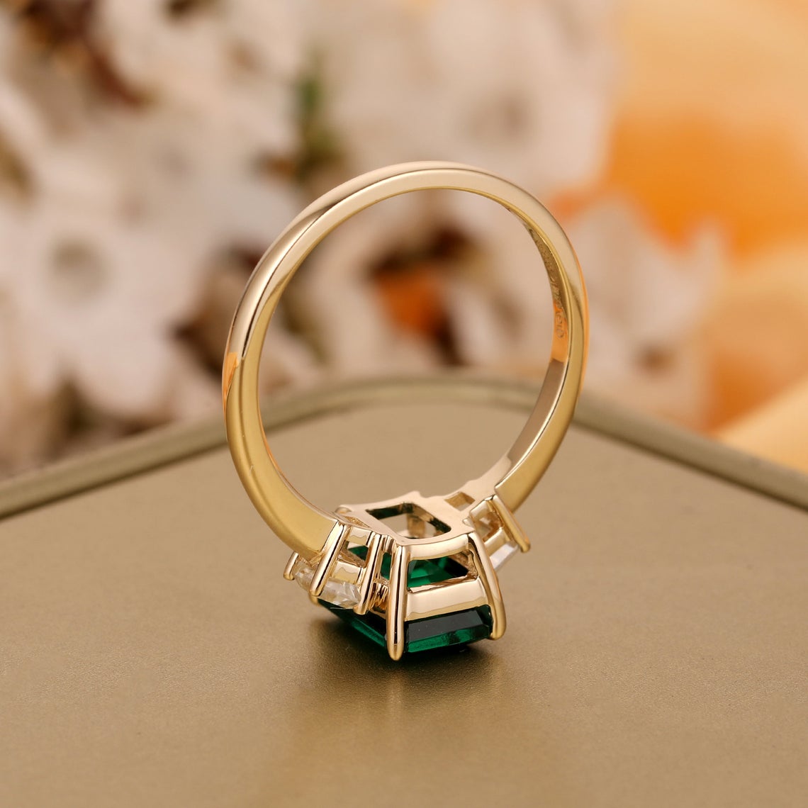 1 CT Sterling Silver Emerald Cut Diamond Women Engagement Promise Ring