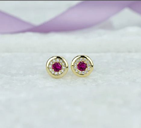 1.20 Ct Round Cut Ruby 925 Sterling Silver Halo Simple & Sweet Stud Earrings