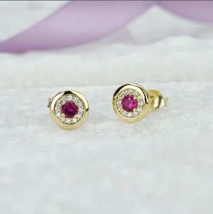 1.20 Ct Round Cut Ruby 925 Sterling Silver Halo Simple & Sweet Stud Earrings
