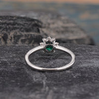 1.75 Ct Round Cut Green Emerald & White CZ 925 Sterling Silver Halo Anniversary Gift Ring